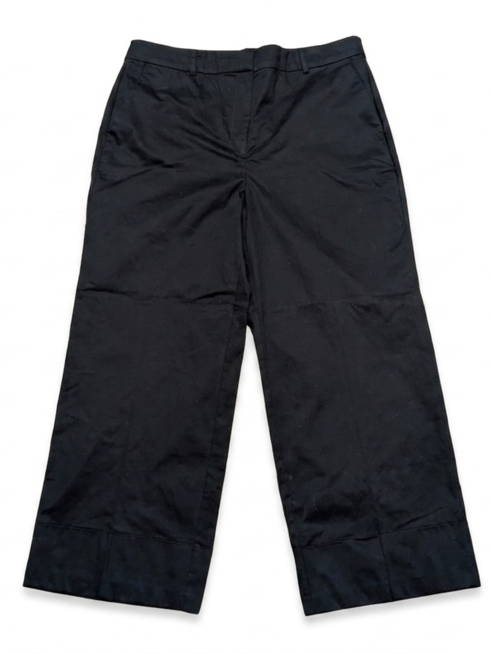 LOFT Black Wide Leg Crop Pants 14 Mid Rise Chino Trousers Stretch Workwear EUC